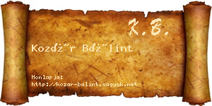 Kozár Bálint névjegykártya